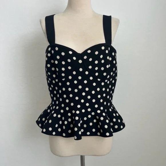 Express Black and White Polka Dot Peplum Camisole - Picture 3 of 8
